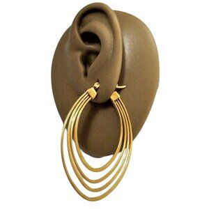 2 1/8 Inch 58mm Hoop Gold Tone Pierced Post Earrings